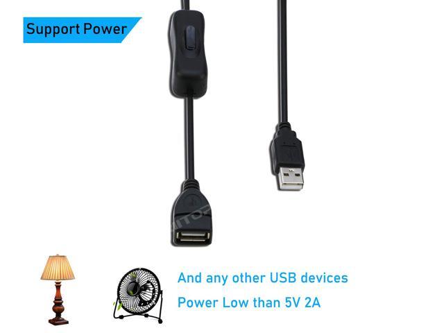 USB Inline Switch Extension Cable Cord 3Ft with ON/Off Button for USB Headset, LED Strips(2-Pack), RIITOP USB Male to Female Extender Cable Support...