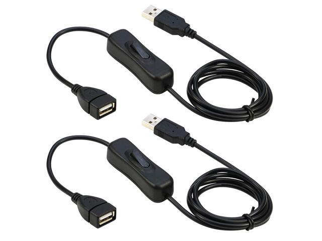 USB Inline Switch Extension Cable Cord 3Ft with ON/Off Button for USB Headset, LED Strips(2-Pack), RIITOP USB Male to Female Extender Cable Support...