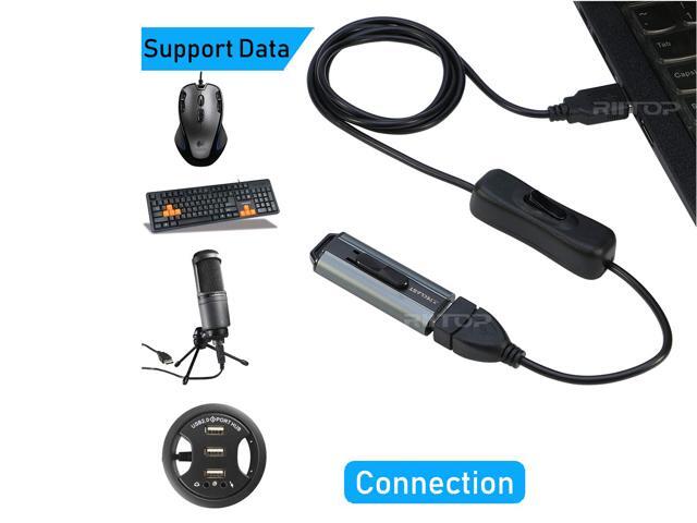 USB Inline Switch Extension Cable Cord 3Ft with ON/Off Button for USB Headset, LED Strips(2-Pack), RIITOP USB Male to Female Extender Cable Support...