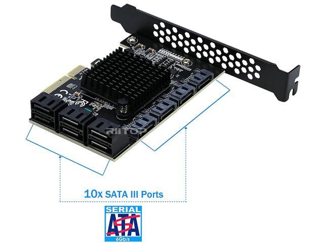 PCIe x4 SATA Card, 10 Port SATA 6Gbps Controller Expansion Card with Low Profile Bracket, Support 10 SATA 3.0 Devices