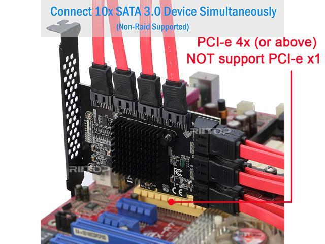 PCIe x4 SATA Card, 10 Port SATA 6Gbps Controller Expansion Card with Low Profile Bracket, Support 10 SATA 3.0 Devices