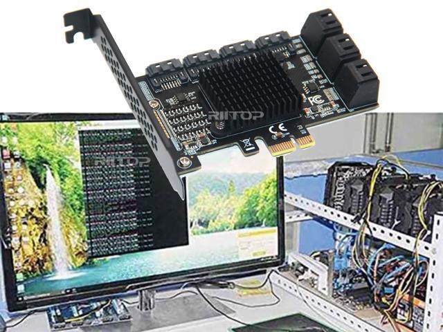SATA 3 Expansion Card 10 Port, RIITOP PCI-e Express x1 SATA 6G Controller Card, SATA iii 6Gbps PCIe Adapter Card, Come with Low Profile Bracket and...