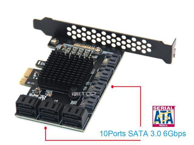 SATA 3 Expansion Card 10 Port, RIITOP PCI-e Express x1 SATA 6G Controller Card, SATA iii 6Gbps PCIe Adapter Card, Come with Low Profile Bracket and...