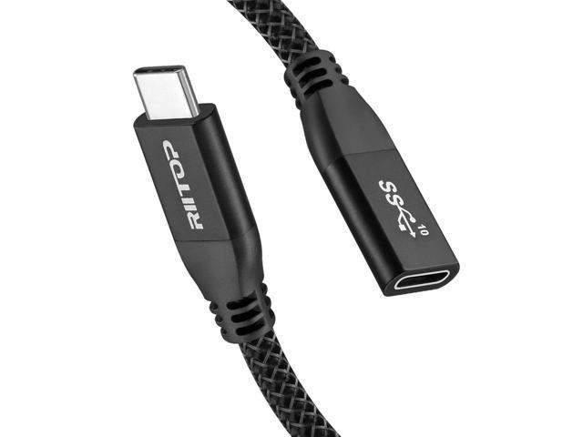 USB Type C Extension Cable (2Ft/0.6m), RIITOP USB 3.1 Gen2 10gbps Type C Male to Female Extension PD Fast Charging & Sync for iPad Mini 2021, M1...