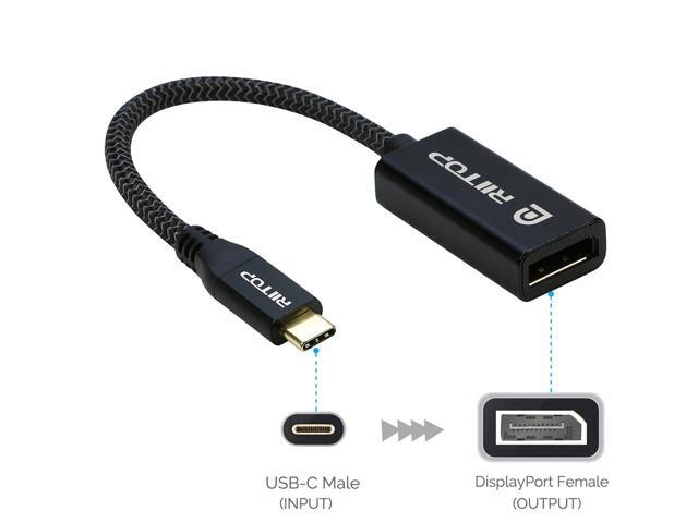 USB Type C to DisplayPort Adapter 4K@60Hz, RIITOP USB C to Display Port Cable, Compatible with MacBook Pro 2019 2018, Surface Book, Dell XPS,...