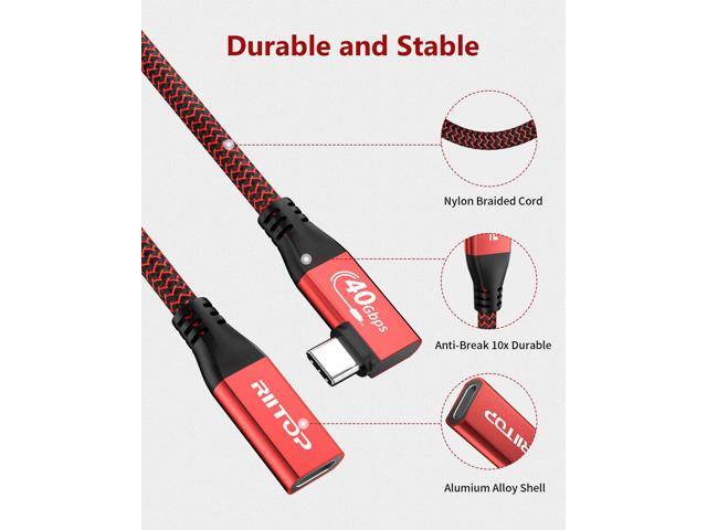 USB C 4.0 Extension Cable 40Gbps 2.6ft, Thunderbolt 3 & 4 Extension Cable, RIITOP USB 4.0 Data Extender Cable Support PD 100W 20V5A, 40Gbps...