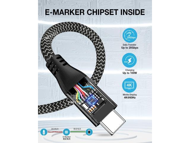 RIITOP USB 3.2 Gen2 Type C to C Cable 1ft, Support 20Gbps Data Transfer, 4K 60Hz Video Stream, 100W Fast Charging,Compatible with Thunderbolt...