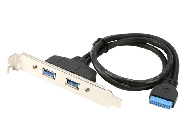 RIITOP 2 Ports USB 3.0 Female Back Panel to MB 20pin Header Connector Cable Adapter with PCI Slot Plate Bracket 1.5ft