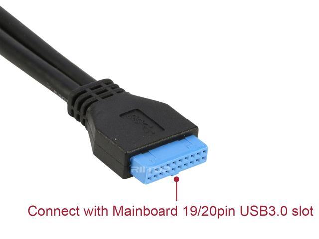 RIITOP 2 Ports USB 3.0 Female Back Panel to MB 20pin Header Connector Cable Adapter with PCI Slot Plate Bracket 1.5ft