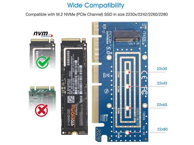 M.2 NVMe SSD to PCIe 5.0 Adapter, RIITOP NVMe SSD to PCIe 5.0 x16/x8/x4 Adapter Card with Aluminum Heatsink, Easy Install, Supports...