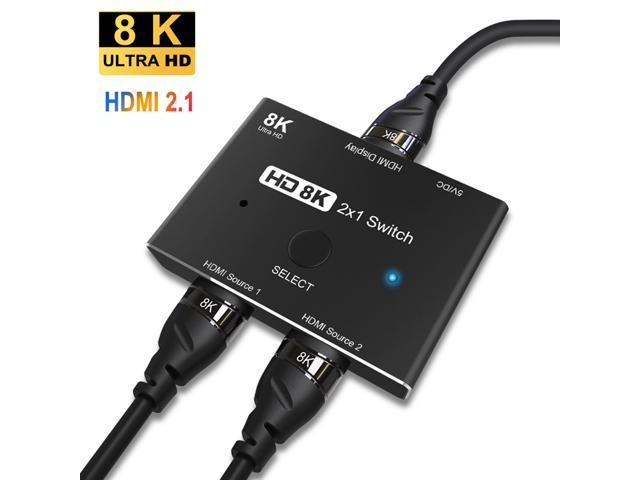 HDMI2.1 2 x 1 Switch Ultra HD 8K@60Hz 4K@120Hz Switcher Splitter For 2 Sources to 1 Display