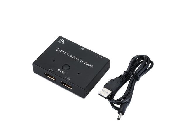 DisplayPort Switch DP1.4 Bi-Direction 8K@30Hz 4K@120Hz Splitter 1 x 2,2 x 1 Switcher