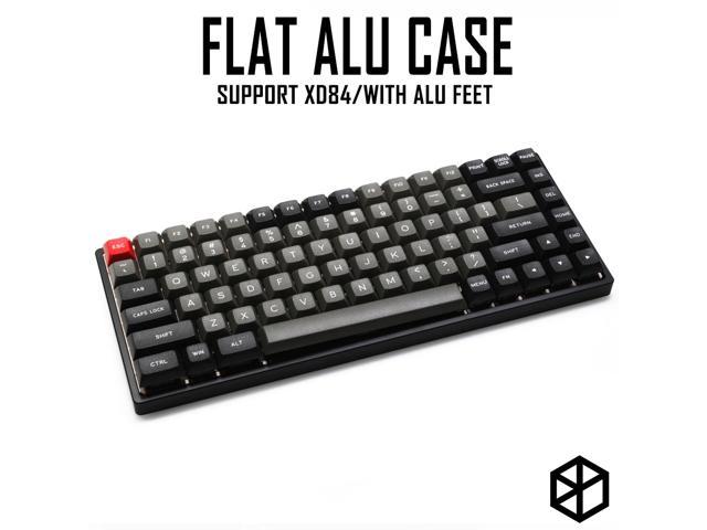 Anodized Aluminium flat case with metal feet for custom mechanical keyboard black siver grey colorway for xd84 75%