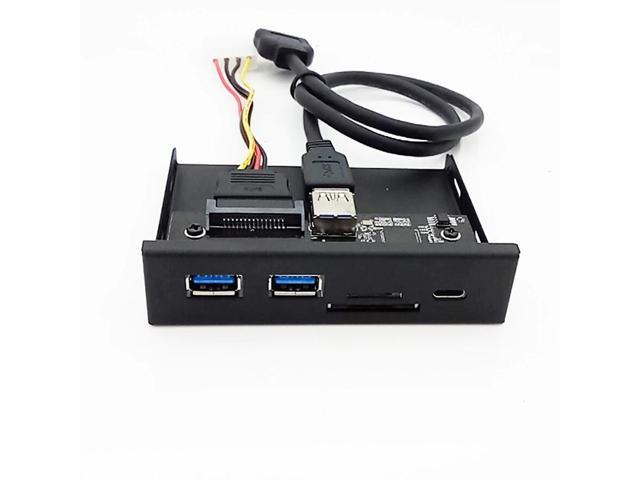 33S50-RTK 3 in 1 Card Reader USB 3.0 Front Panel Media Type-C Dual USB 3.0 Port Hub Dashboard PC Front Panel with Power Cable
