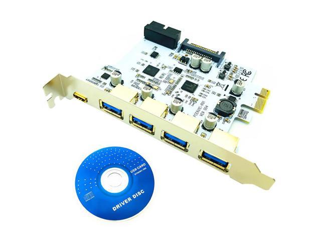 USB 3.1 Type C PCIe Expansion Card PCI-e to 1 Type C + 4 Type A 3.0 USB Adapter PCI Express Riser Card with USB 19pin Connector