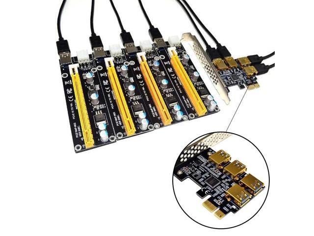 4 Ports PCIe Riser Adapter Board PCI-E 1x to 4 USB 3.0 PCI-E Rabbet GPU Riser Extender Ethereum ETH/Monero XMR/Zcash ZEC 16X