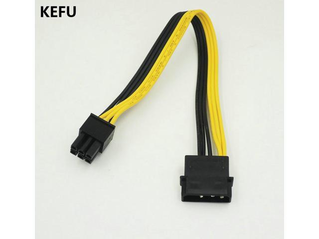 2pcs/lot kEFU 4 Pin Molex IDE to 6 Pin PCI-E Graphic Card Power Supply Cable Adapter 20CM 18AWG