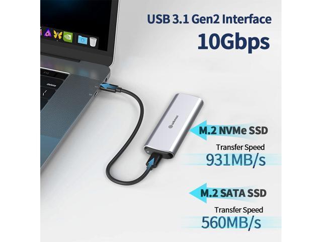 M.2 NVMe+SATA SSD Enclosure Adapter, USB C 3.1 Gen 2 10Gbps NVMe PCIe/SATA (NGFF) M-Key(B+M Key), ANKMAX UC312M2 Support UASP Trim for SSD,...