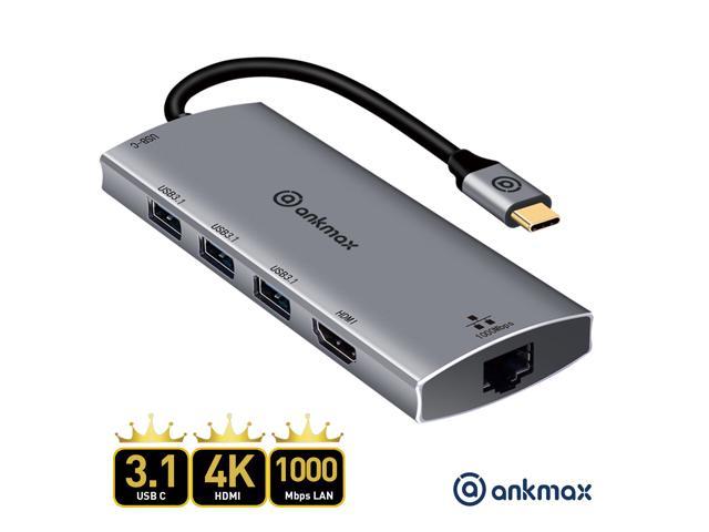USB C Hub Ethernet Adapter Ankmax P631HG USB Type C multiport Hub with 4K HDMI, 1Gbps Ethernet Port, 3 USB 3.1, PD Charging for MacBook Pro /Air.