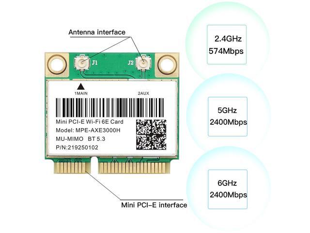 DERAPID MPE-AXE3000H Wi-Fi 6E Mini PCIe Wireless Card, AX5400 with Bluetooth 5.3, 802.11ax Tri-Band (6GHz/5GHz/2.4GHz), MU-MIMO, for Windows 11/10...