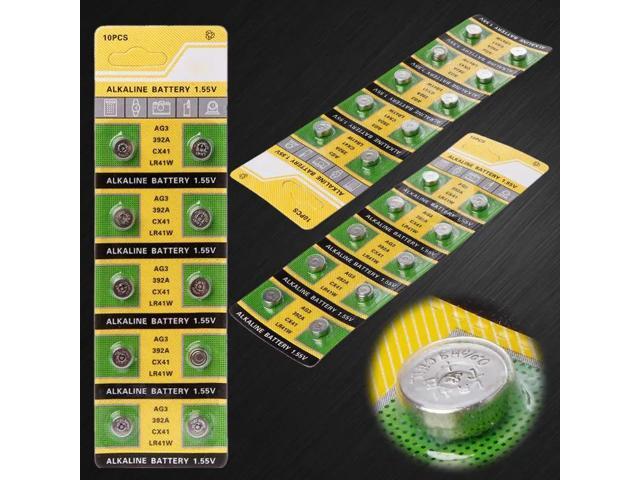 10PCS Cell Coin Alkaline Battery AG3 1.55V Button Batteries SR41 192 L736 384 SR41SW CX41 LR41 392 Lamp Chain Finger Light Watch