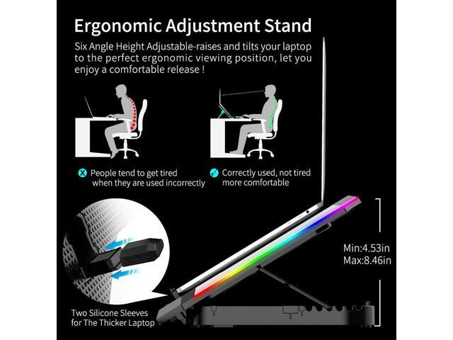 ICE COOREL Gaming Laptop Cooling Pad 15-17.3 Inch with 6 Cooling Fans, Cooling Stand with 6 Height Adjustable, Laptop Cooler with RGB Light, LCD...