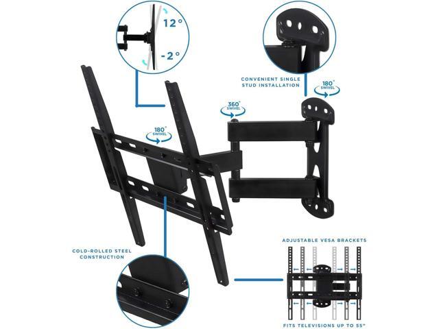 Mount-It! Full Motion Corner TV Wall Mount Single Stud Install Swivel, Tilt & 15 Extension Single Arm for 32-50 TVs Heavy-Duty Steel Fits...