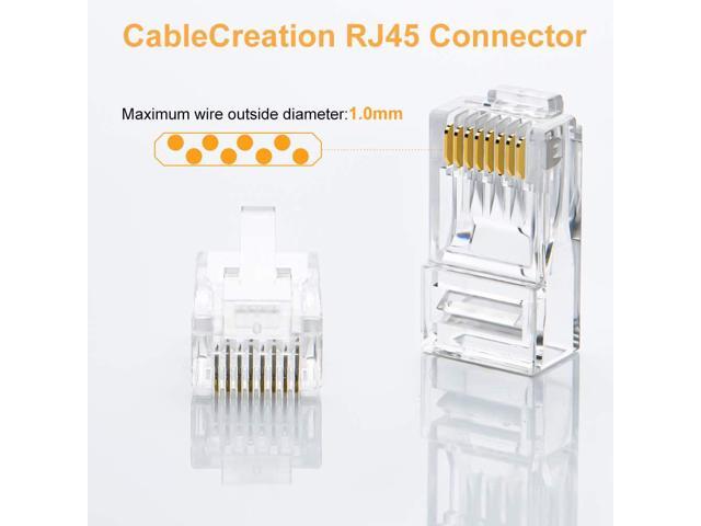 Cat6 RJ45 Ends, CableCreation 50-Pack Cat6 Connector, Cat6 / Cat5e RJ45 Connector, Ethernet Cable Crimp Connectors UTP Network Plug for Solid Wire...