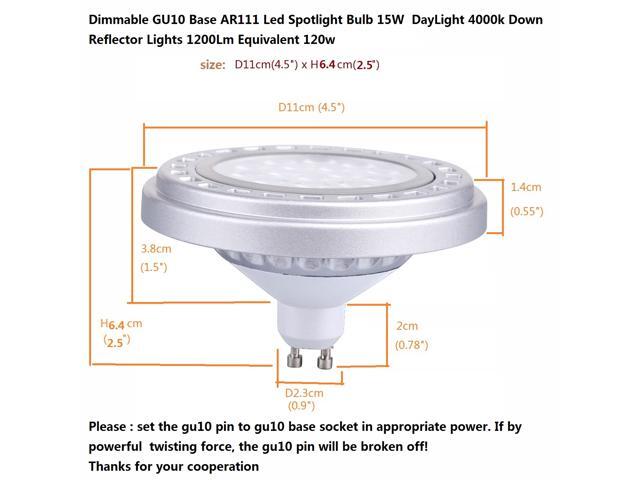Dimmable GU10 Base AR111 Led Spotlight Bulb 15W 30°Beam View Angle Day Light 4000k-5000k SMD 15LEDs AC120V Down Reflector Lights 1200Lm Equivalent...