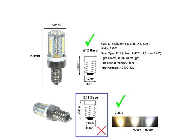4X Led 2W E12 Candelabra Bulb 12V - 24v Warm White 3000k Chandelier Light Refrigerator Bulb Garage Door Light Replacement 200lm 20W Halogen Bulb...