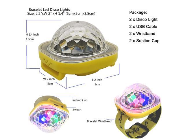 2 Pack Bracelet Led Disco Lights 5 Modes Strobe Atmosphere Light In Car Home Room Decor Birthday Dance Wedding Club Pub Xmas Party Lights Kids...