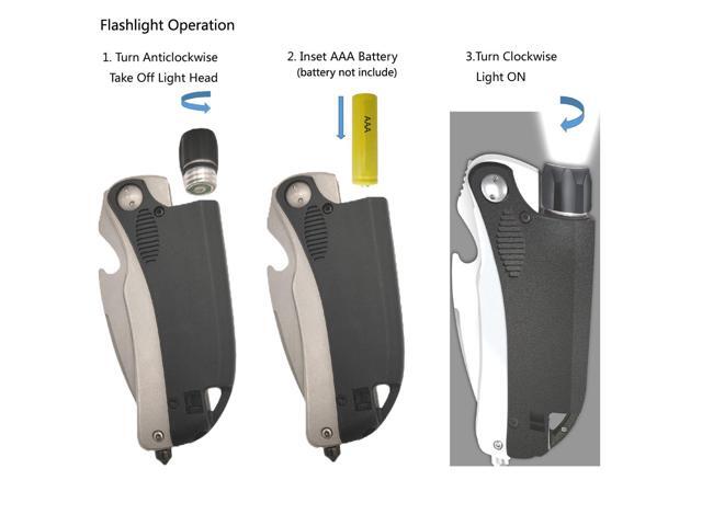 QLEE Led Mini Flashlight 6-In-1 Utility Folding Pocket Knife With Bottle Opener,Glass Breaker First Attack,Buckle,Whistling,Multi-Function...