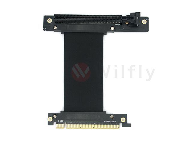 PCIE16NR10 - 100mm PCI-E 3.0 x16 High Quality Flexible EMI Shielded Extender Riser Cable - Right Angled & Narrow Type, Space Saving, Mounting...