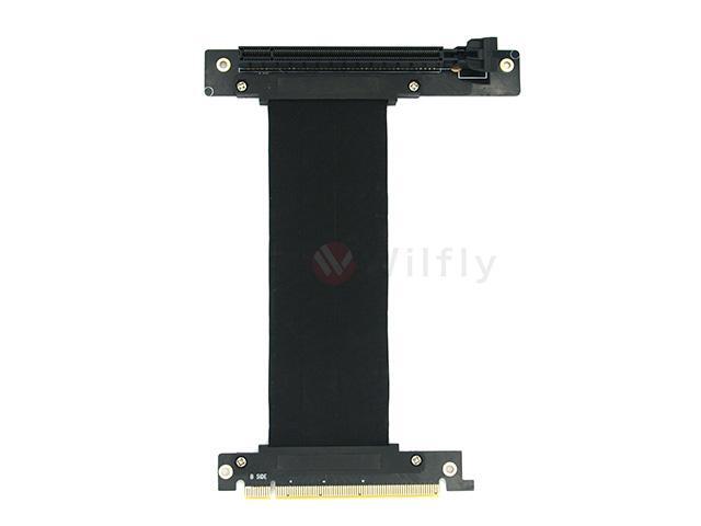 PCIE16NR15 - 150mm PCI-E 3.0 x16 High Quality Flexible EMI Shielded Extender Riser Cable - Right Angled & Narrow Type, Space Saving, Mounting...