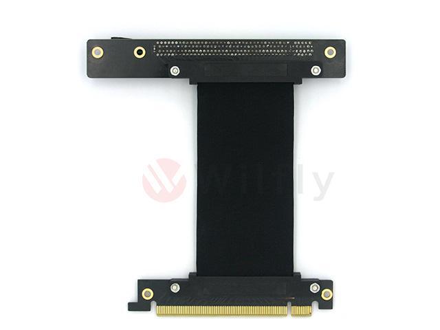 PCIE16NR10 - 100mm PCI-E 3.0 x16 High Quality Flexible EMI Shielded Extender Riser Cable - Right Angled & Narrow Type, Space Saving, Mounting...
