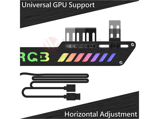 GPUCH01- 5V 3-Pin Colorful RGB Graphics Card GPU Support Video Card Holder Bracket, Video Card Sag Holder/Holster Bracket, Anodized Aluminum,...