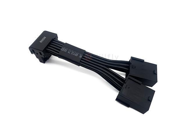 Wilfly ATX3.1 16P to 2*8(6+2) P PCIE GPU Cable Sleeved PSU Extension Cable H++ 12+4 Pin 90 Degree Positive Conn Graphics Card Power Supply RTX 5090...