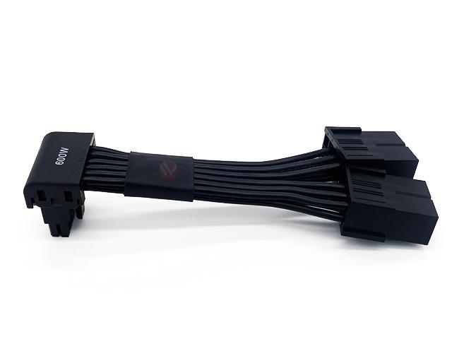 Wilfly ATX3.1 16Pin to 2*8(6+2) Pin PCIE GPU Sleeved PSU Extension Cable H++ 12+4 Pin 90 Degree Reverse Conn Graphics Card Power Supply RTX 5090...