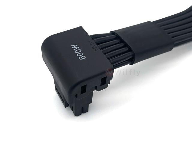 Wilfly ATX3.1 16Pin to 2*8(6+2) Pin PCIE GPU Sleeved PSU Extension Cable H++ 12+4 Pin 90 Degree Reverse Conn Graphics Card Power Supply RTX 5090...