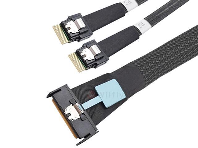 Wilfly MC8SS24MM05 - MCIO 8I to 2 Ports SFF 8654 4I Adapter Cable, High Speed 32GT s Data Transmission for Server & Data Center, 50CM.