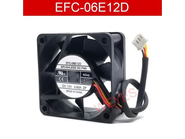 For EFC-06E12D 6025 60*60*25MM cold 6 12V 0.60A 3 wires inverter fan