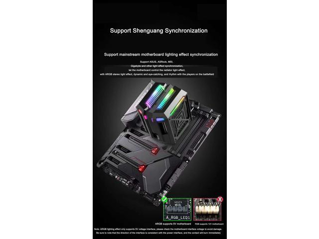CPU Cooler ARGB,Air Cooler,42.97CFM,4 Copper Heatpipes ARGB Sync PC for AMD FM2/AMD4/Intel LGA2066/1151/2011-3, 127mm ARGB PWM Fan Blade,Computer...