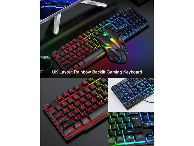 4 in 1 Wired RGB Gaming Keyboard and Backlit Mouse and Gaming Headset Combo USB Wired Backlit Keyboard,LED Gaming Keyboard Mouse Set,Headset with...