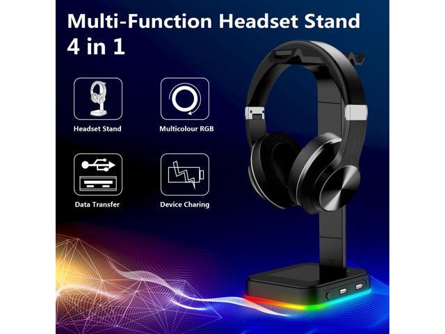 RGB Gaming Headset Stand Holder RGB Surround Sound Headphone Earphones Stand Holder Hanger Hook with USB Charger Desk Bracket Headphone Holder...