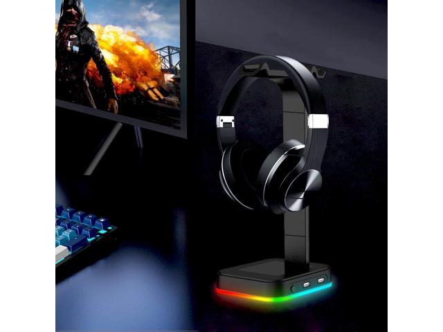 RGB Gaming Headset Stand Holder RGB Surround Sound Headphone Earphones Stand Holder Hanger Hook with USB Charger Desk Bracket Headphone Holder...