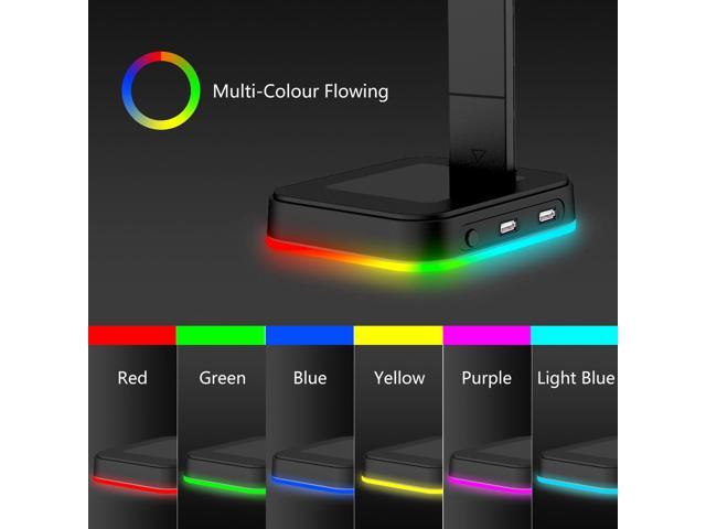RGB Gaming Headset Stand Holder RGB Surround Sound Headphone Earphones Stand Holder Hanger Hook with USB Charger Desk Bracket Headphone Holder...