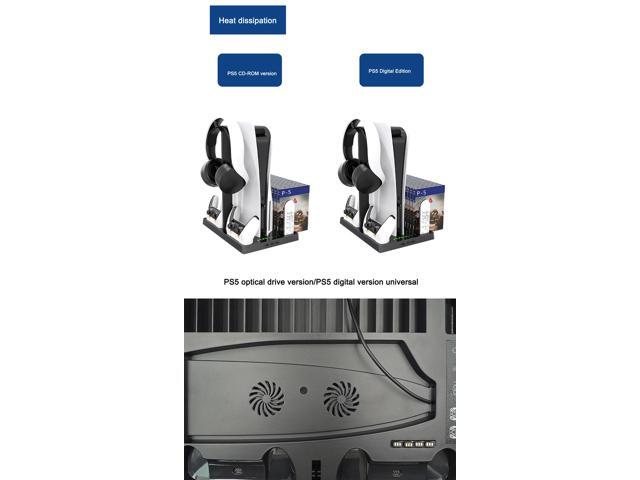 Vertical Stand with Headset Holder and Cooling Fan Base for PS5 Console & Playstation 5 Accessories, 1 Headphone Stand, 2 Controller Chargers, 15...