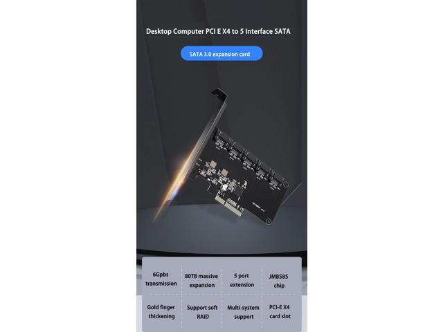 PCIe SATA Card PCIE to 5 Port SATA 3.0 6Gps computer desktop chassis adapter card solid state mechanical hard disk adapter box Support 5 SATA 3.0...