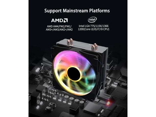 CPU Cooler RGB Fans Heatsinks Air Cooler,120mm PWM CPU Processor Cooling Fan & 4 Copper CPU Heatsink Pipes Support Intel...