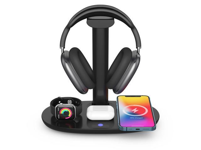 4 in 1 Wireless Charger 15W and Headphones Stand Holder Qi Fast Wireless Charging Station for AirPods/Apple Watch Series/iPhone 12/11/11 pro/11 Pro...